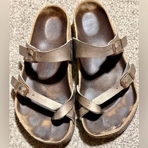 Birkenstock Mayari Brown Double-Strap Leather Sandals Size-38